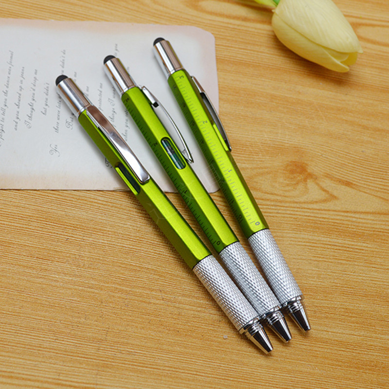 Pequeño lote multifunción destornillador bolígrafo plástico herramienta pluma seis en un nivel táctil publicidad regalo pluma