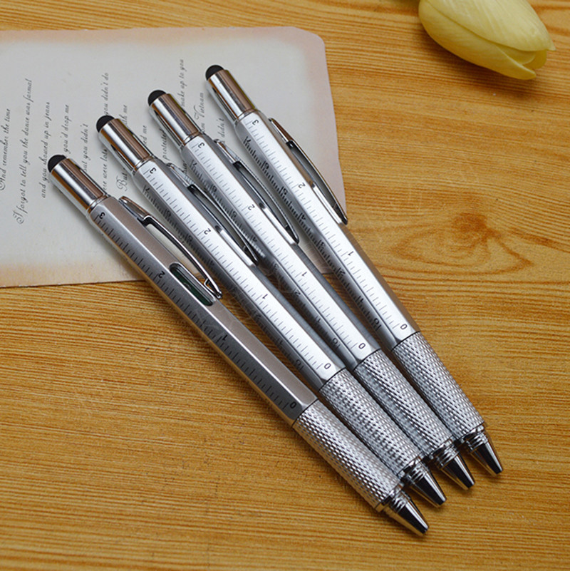 Pequeño lote multifunción destornillador bolígrafo plástico herramienta pluma seis en un nivel táctil publicidad regalo pluma