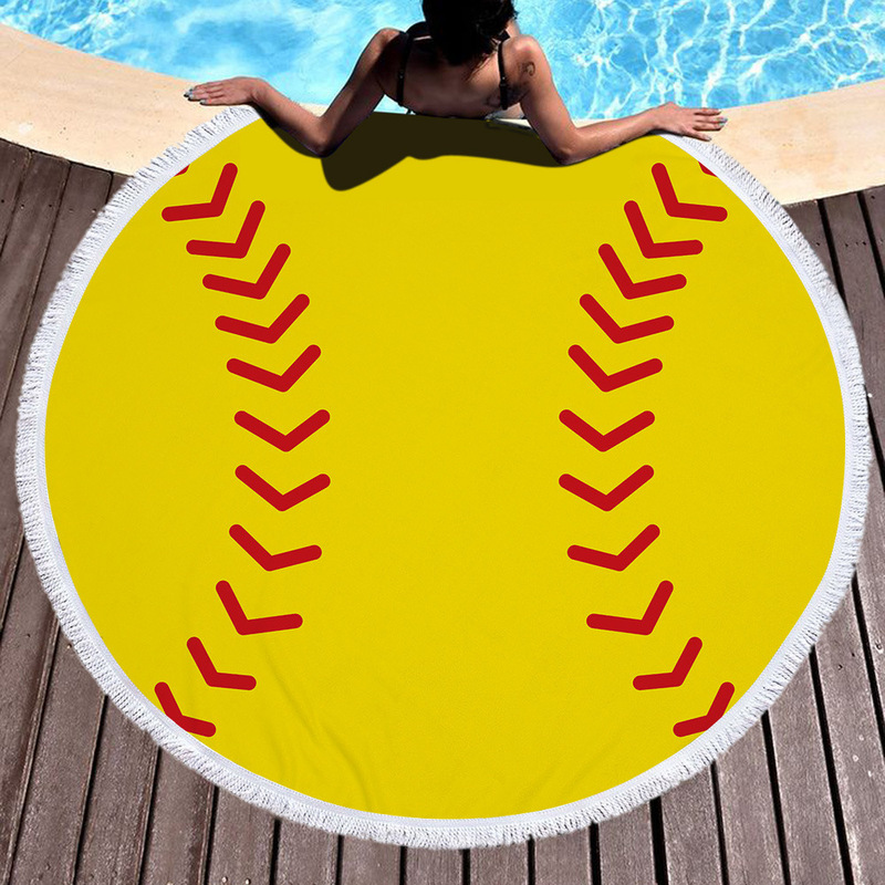 Factory Direct Supply Foreign Trade Cross-border Microfiber Round Beach Towel Beach Vacation Football Basketball Series