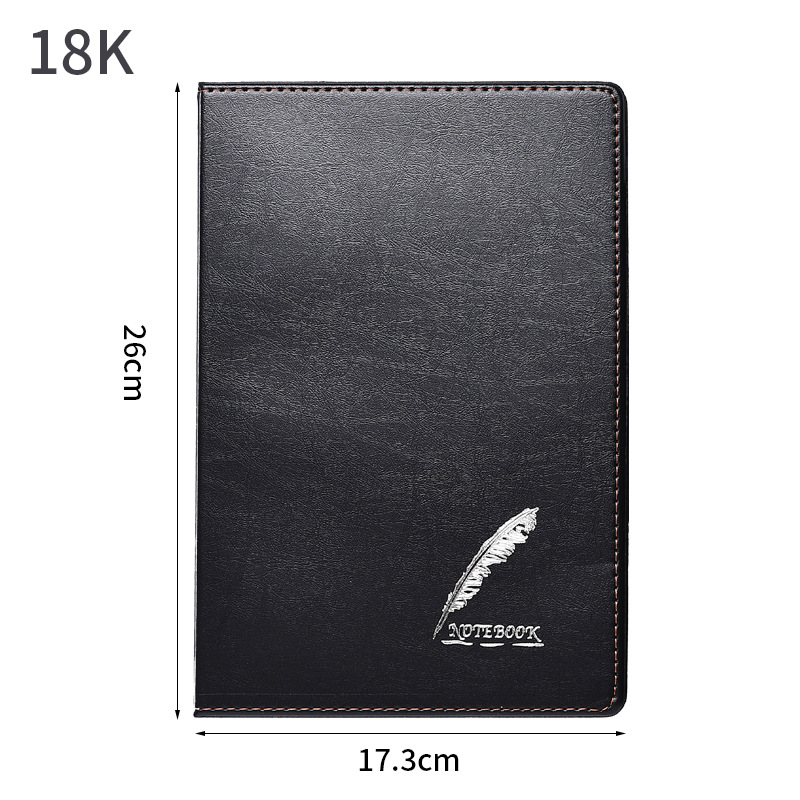 A5 cuaderno de cuero negro cuaderno de trabajo de oficina de negocios B5 cuaderno de diario de gran tamaño cuaderno de reuniones