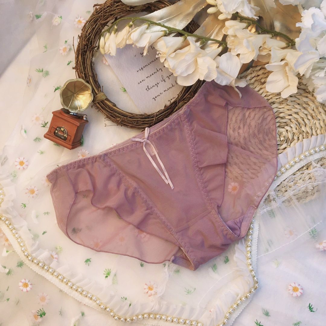 女士蕾丝内裤网纱透气全包臀性感三角裤女透明甜美荷叶边内裤批发