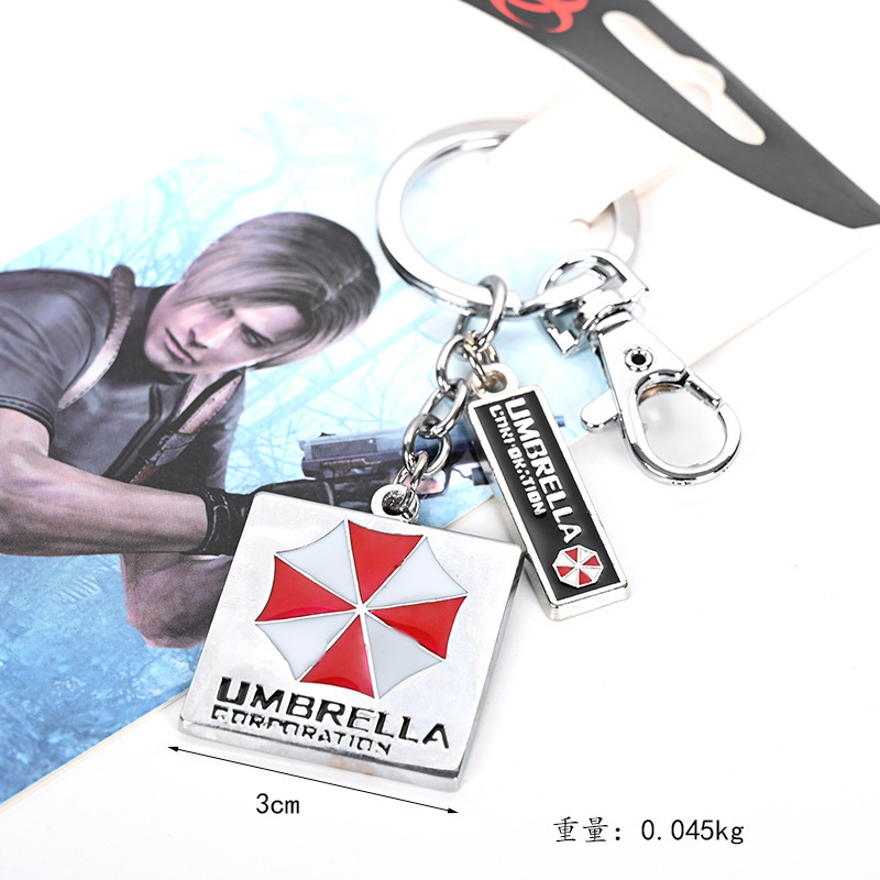 Resident Evil 6 Umbrella Umbrella Leon Gil Poker Silver Key Alloy Keychain Necklace