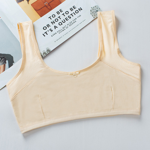 Girls vest development period underwear female students high school girls primary school students pure cotton double layer quilted anti-exposure underwear