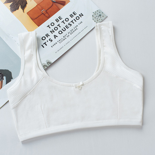 Girls vest development period underwear female students high school girls primary school students pure cotton double layer quilted anti-exposure underwear