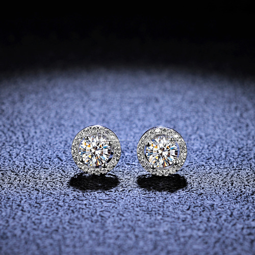 S925 Silver Hoop Earrings for Women, Round Pack, Elegant and Simple Wedding Gift, Moissanite Jewelry, Live Stream Supply