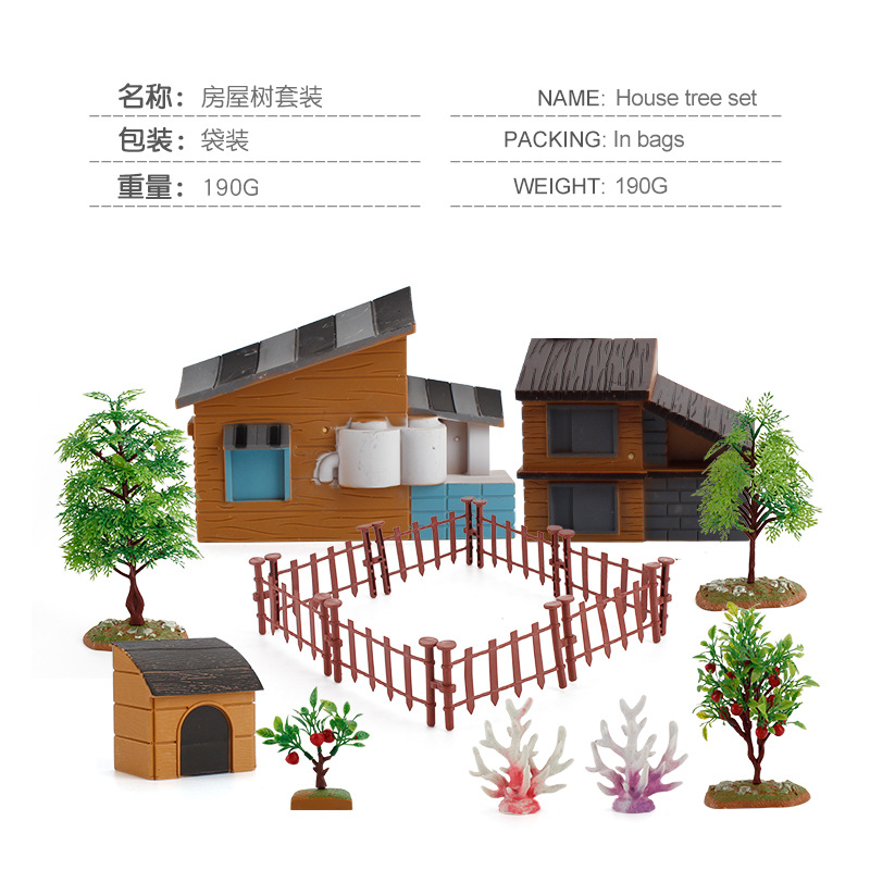Exportación transfronteriza nuevos niños simulación micro granja escena casa árbol frutal agua planta valla arena bandeja decoración juguete