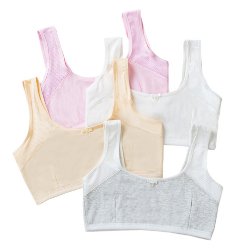 Girls vest development period underwear female students high school girls primary school students pure cotton double layer quilted anti-exposure underwear