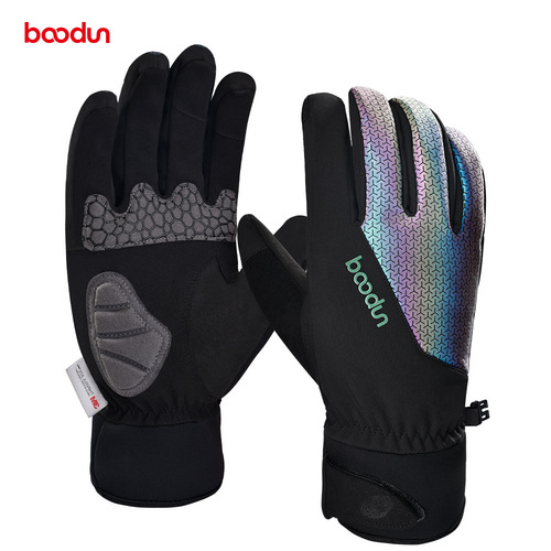 BOODUN/Boton's new thickened colorful long-finger cycling gloves waterproof 3M warm ski gloves