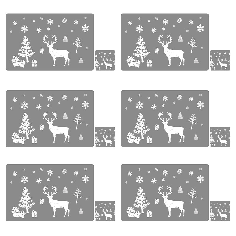 Amazon Christmas Table Mat Coaster Creative Heat Insulated Non-Slip Placemat Coaster PVC Printed Placemat Coaster Mat