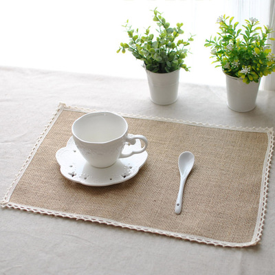 Jute mat Japan Korea grocery Lace Jute cloth coaster Linen Fabric art Photo props Cross border direct supply
