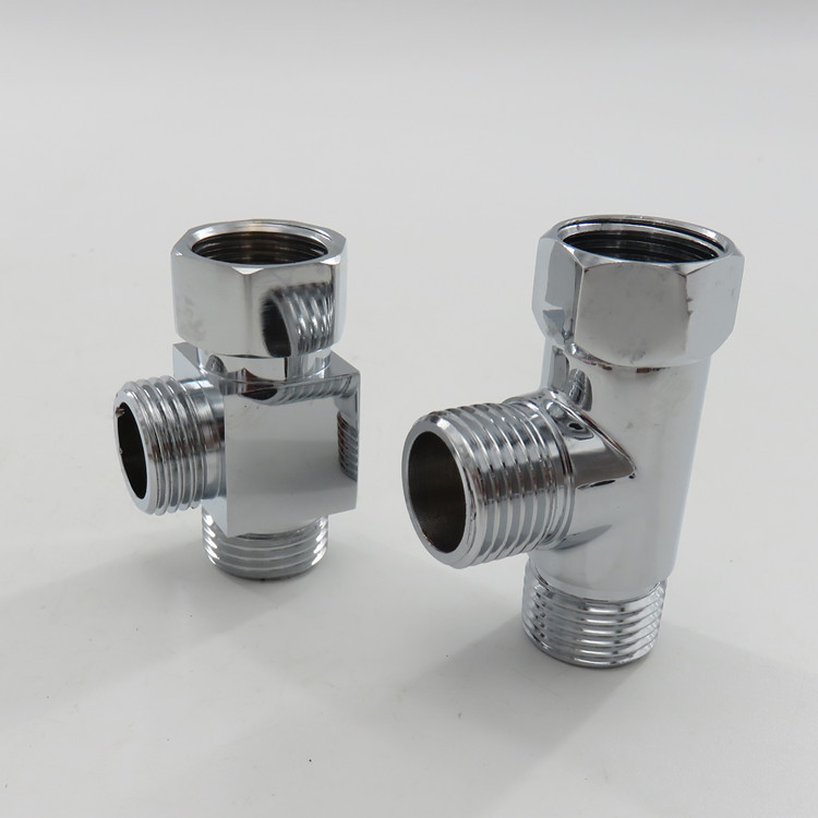 One-in double-head two-way washing machine two-outlet shunt water separator tap three-way brass water pipe adapter