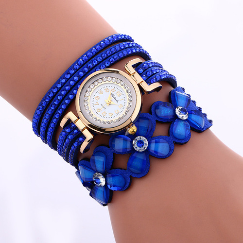 AliExpress foreign trade best-selling watch ladies winding diamond Korean velvet bracelet watch quartz watch wholesale