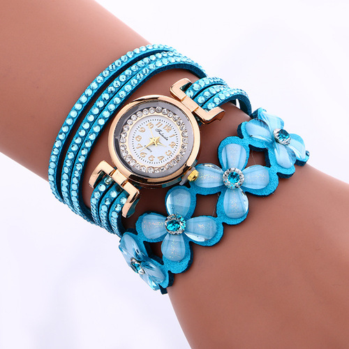 AliExpress foreign trade best-selling watch ladies winding diamond Korean velvet bracelet watch quartz watch wholesale