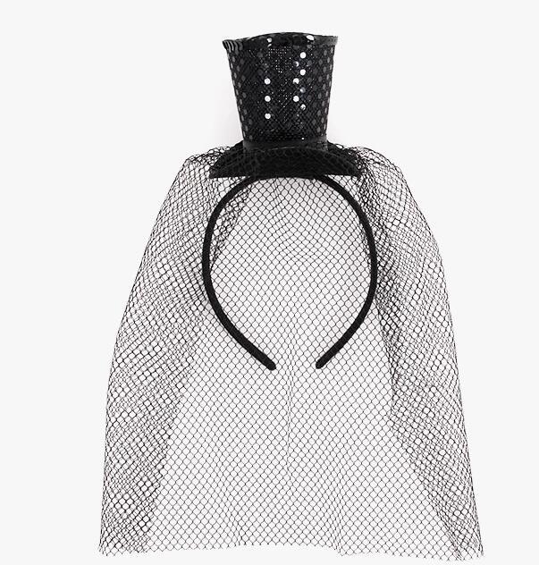 Black polka dots with veil