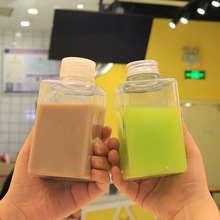 四方瓶新款方形瓶300ml500mlPET奶茶瓶果汁塑透明塑料瓶铝盖