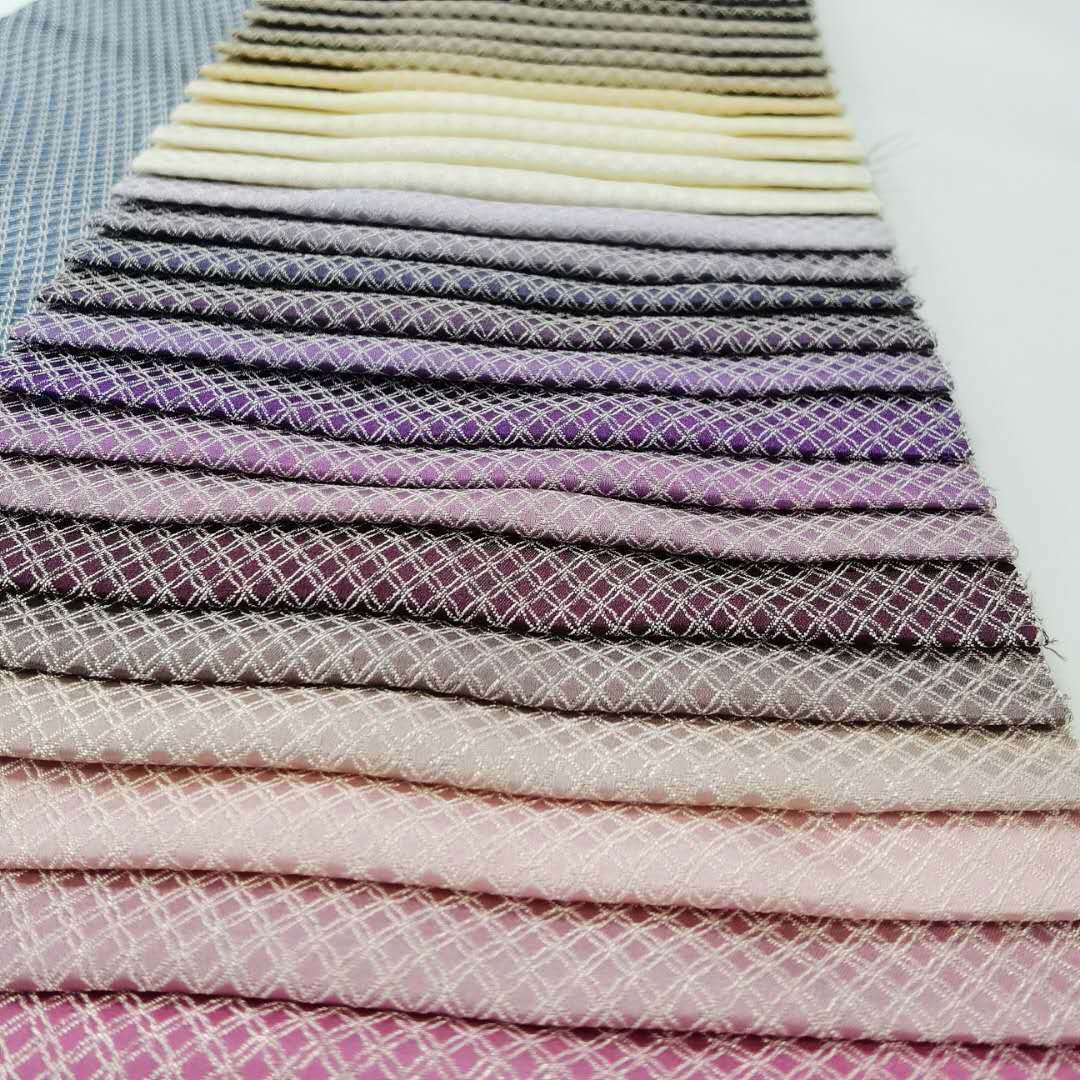 涤纶几何网格色织提花箱包布沙发床品抱枕布