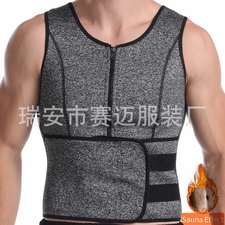 Amazon nuevo cuerpo de los hombres que forma la ropa más el tamaño sudor-romper la ropa fitness cintura adelgazamiento ropa interior velcro cuerpo conformación cintura sellado