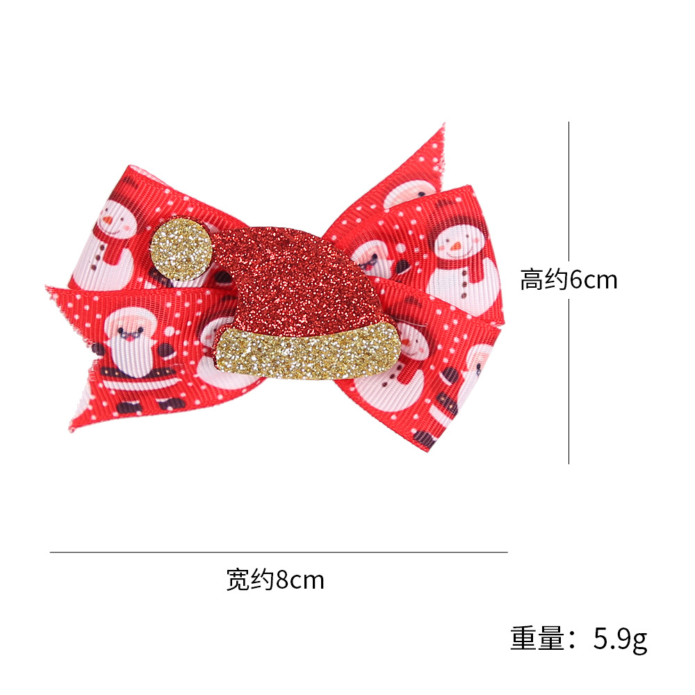 Pasador de pelo navideño con diseño de cuernos de reno, lazo, adornos navideños, dibujos animados infantiles, brillantina, gorro de Papá Noel, clip lateral image 6
