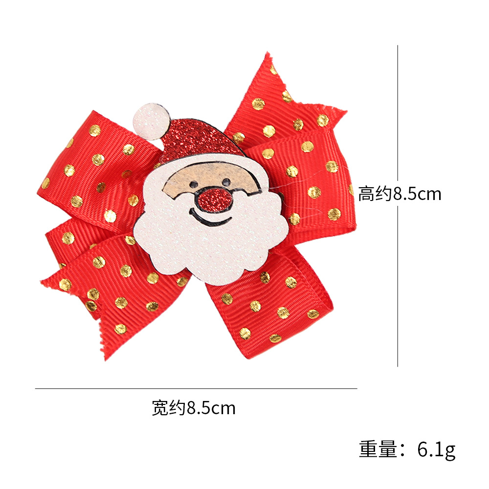 Pasador de pelo navideño con diseño de cuernos de reno, lazo, adornos navideños, dibujos animados infantiles, brillantina, gorro de Papá Noel, clip lateral image 13