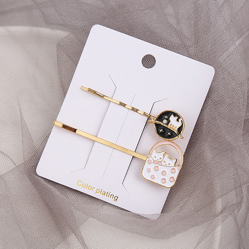 Korean new creative versatile cat panda drawing oil one-piece bangs hair clip hair accessory head accessory popular accessories