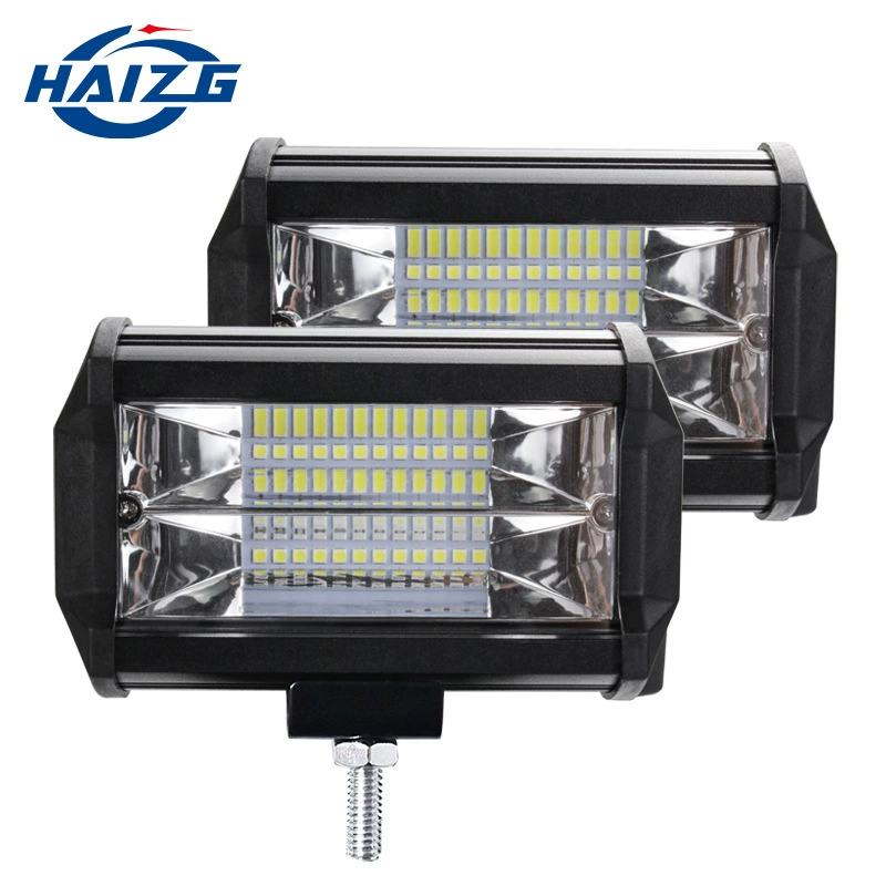 Автомобильный светодиодный рабочий фонарь HAIZG, 5inch фары, двухрядный, 72 Вт, для внедорожников, на крышу автомобиля, для мотоциклов, прожектор, внедорожный светильник