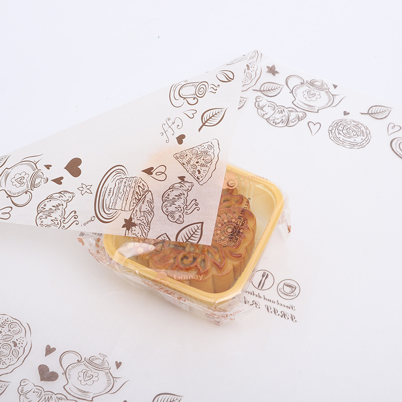Disposable simple pad paper color printing wax paper moon cake French fries hamburger packaging oil-proof paper food wrapping paper