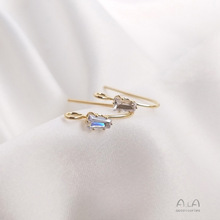 铜镀14K浅金色镶嵌锆石保色耳钩diy手工制作耳饰品简易耳环勾配件