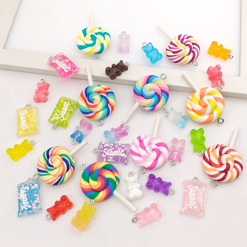 One simulation lollipop candy resin earring keychain bag accessory pendant DIY decoration accessory