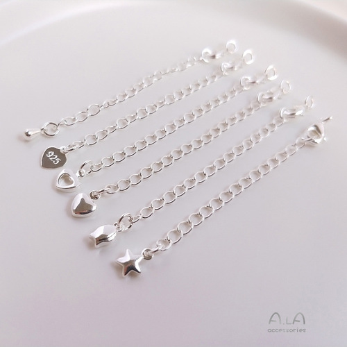 Color-preserving extension chain bag thick silver tail chain with spring lobster clasp diy bracelet clavicle necklace extended chain accessories