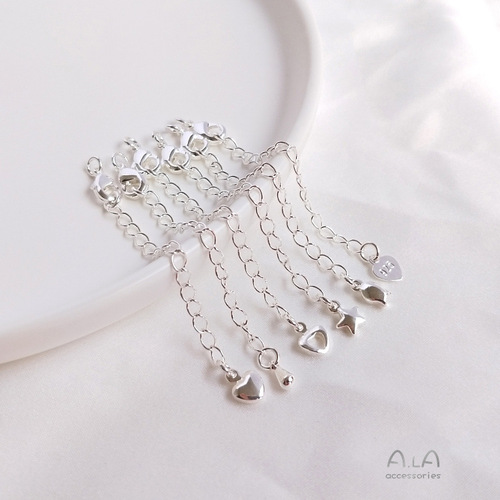 Color-preserving extension chain bag thick silver tail chain with spring lobster clasp diy bracelet clavicle necklace extended chain accessories