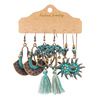 Earrings, set, fashionable accessory with tassels, European style