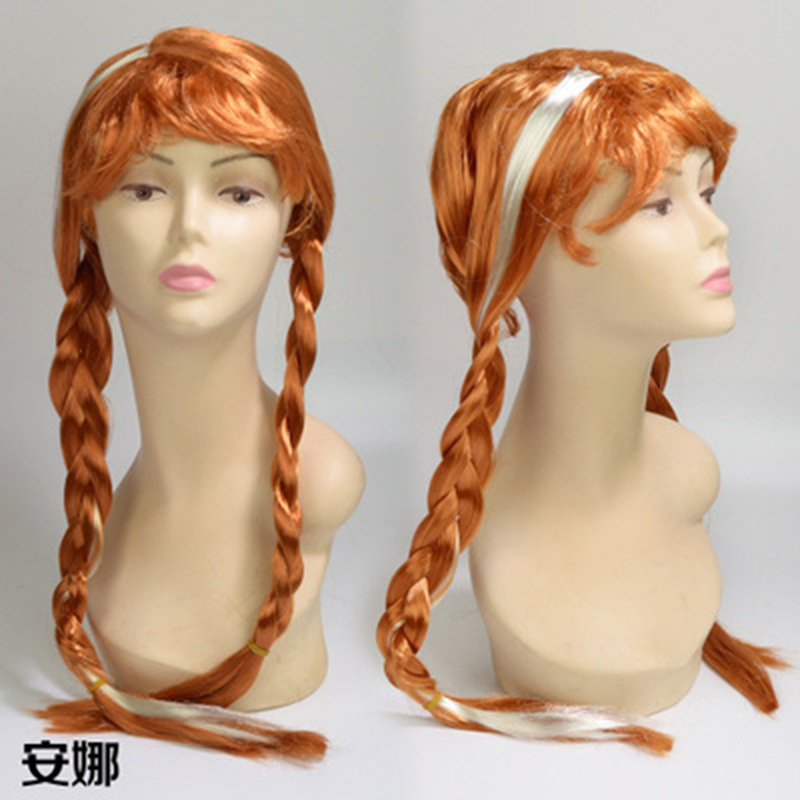 Factory Direct sales Aisha three-piece cartoon funny anime cospaly children wig Elsa big braid wholesale
