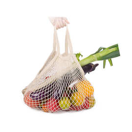 厂家批发超市购物袋手提网眼透气网袋水果蔬菜收纳袋抽绳束口袋