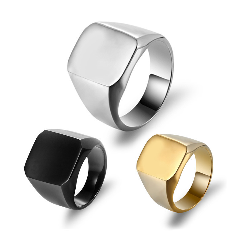 Square glossy fashionable ring stainless steel for men and women