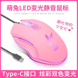 萌卡兔typec雷电接口鼠标手机专用鼠标USB-A鼠标USB-C有线鼠标