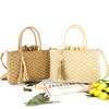 Straw handheld purse from pearl with tassels, fashionable beach bag strap, braid, new collection