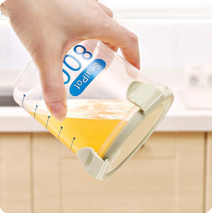 Cocina de plástico fresco-mantener sellado tarro grano frijoles fruta seca leche en polvo almacenamiento tarro hogar caja de almacenamiento de alimentos