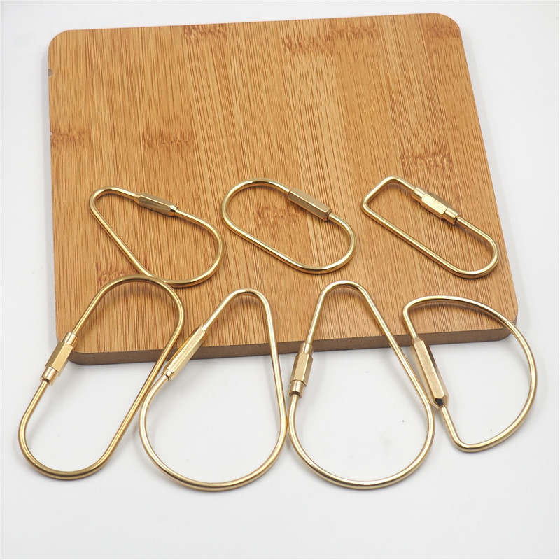 男女复古纯铜手工钥匙扣黄铜D型钥匙环 小号北欧金属钥匙圈挂件