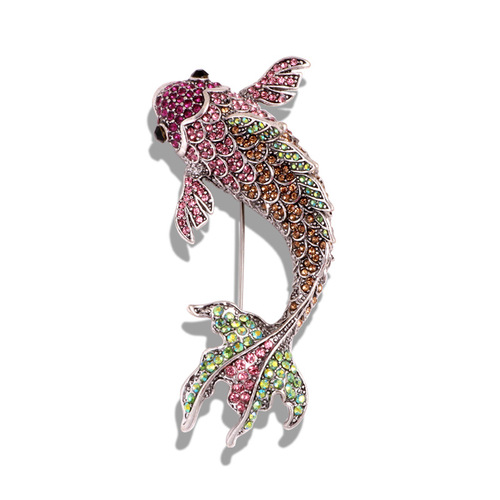 Cross-border high-end corsage Chinese style red koi rhinestone brooch brooch coat suit carp festival brooch