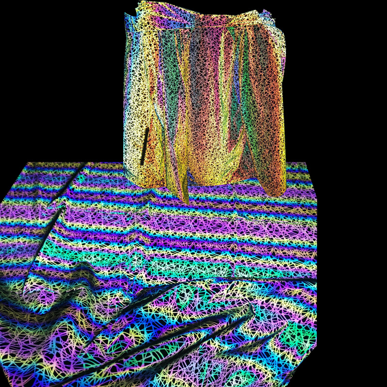 七彩反光印花面料 彩虹服装反光布弹力面料 幻彩图案印花反光布