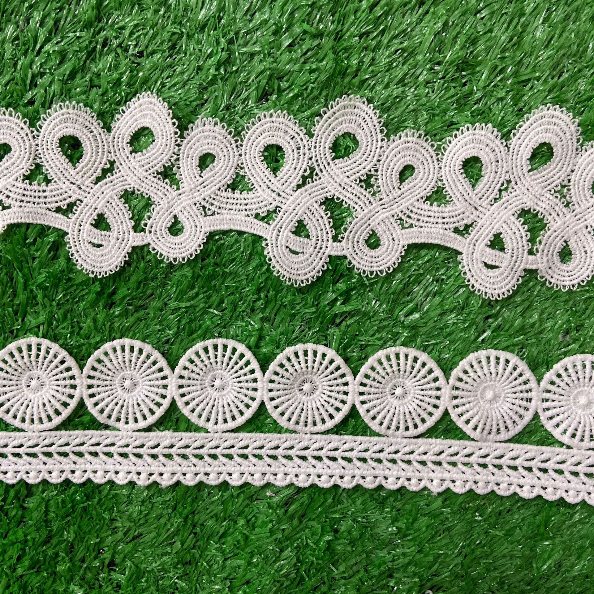 厂家现货直供 水溶牛奶丝绣花花边 新款时尚服装窗帘配饰刺绣辅料