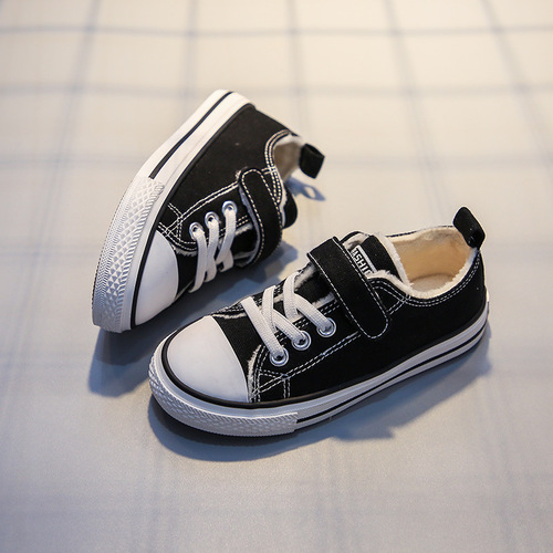 Children's Cotton Shoes, Unisex Winter  New Fleece Canvas Shoes with Magic Stick, Heated Baby Shoes