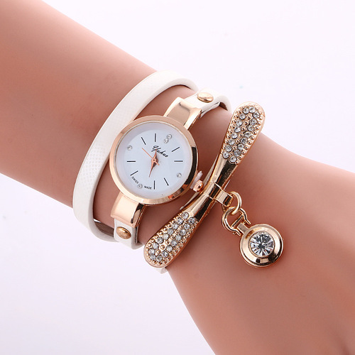 Wish AliExpress foreign trade hot selling ladies winding watch alloy diamond bow bracelet watch quartz watch