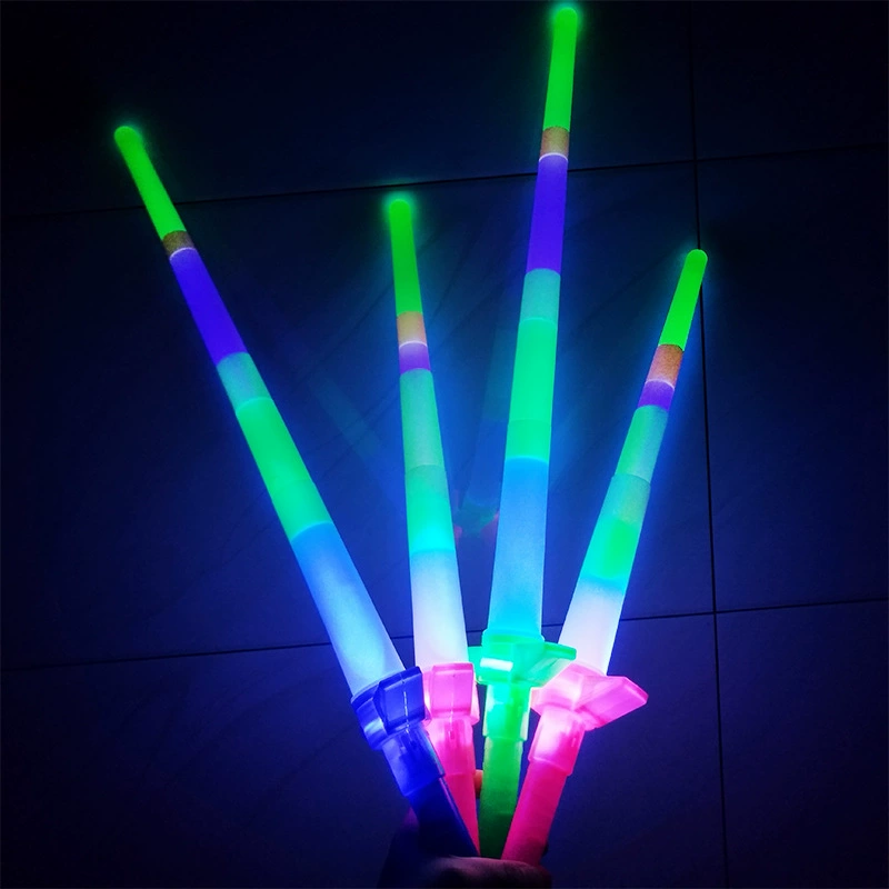 Светоизлучающая большая Выдвижная четырехсекционная палка светоизлучающая палка меч световая палка флэш-палка Серебряная световая палка толчок новая маленькая игрушка