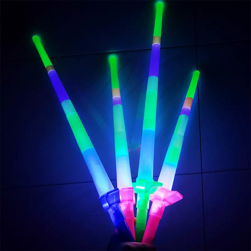 发光大号伸缩四节棒发光棒宝剑荧光棒闪光棒银光棒地推新款小玩具