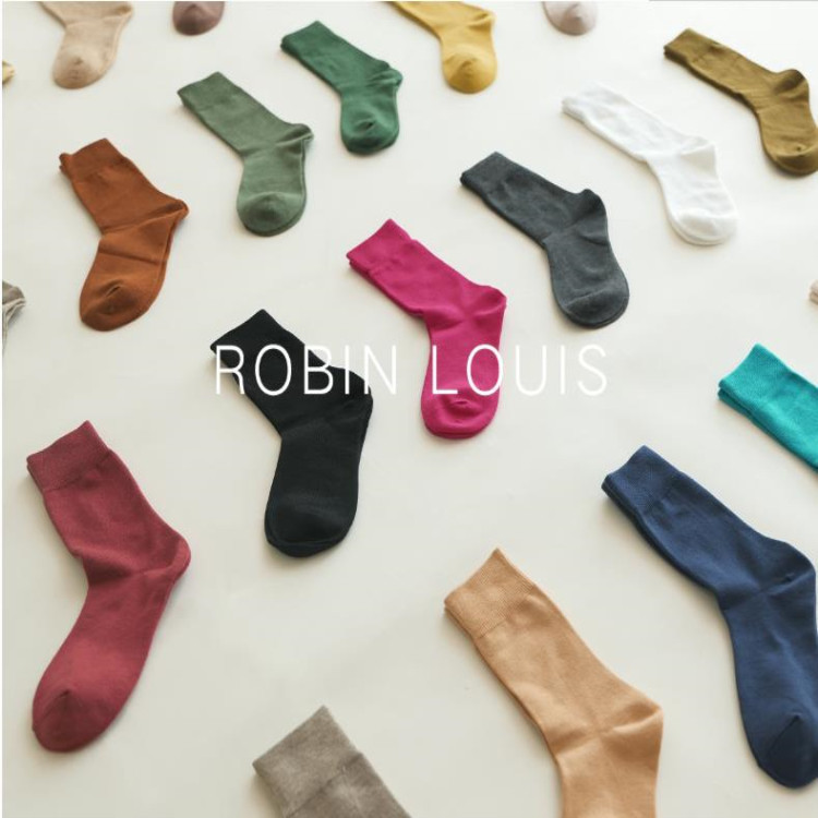 Autumn and winter new multi-color mercerized texture wool socks women's basic wool mid-tube socks all-match fluffy pile socks