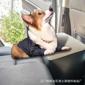 跨境pvc植绒充气脚垫 旅行汽车飞机双层魔术贴可调脚凳搁脚垫足踏