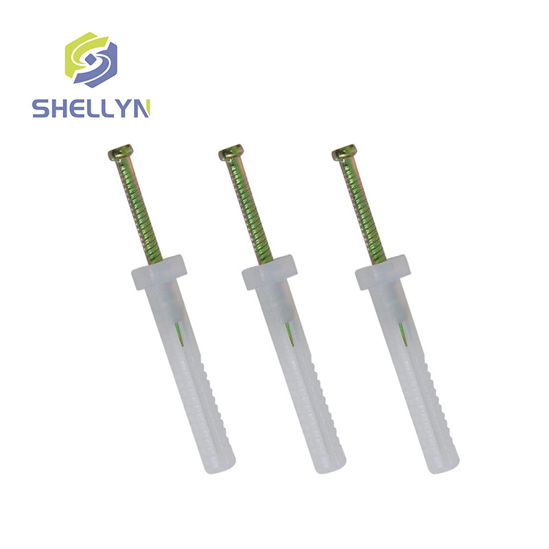 膨胀螺丝 尼龙膨胀 尼龙敲入式 PA PE 配钉 平头膨胀