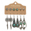 Earrings, retro ethnic set with tassels, European style, suitable for import, ethnic style