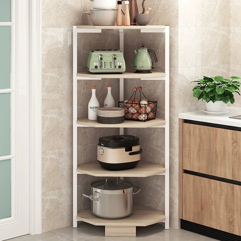 Yijiada Кухонный угловой многослойный стеллаж для хранения Напольная многослойная Бытовая стойка для хранения мисок Daquan Треугольная стойка для приправ